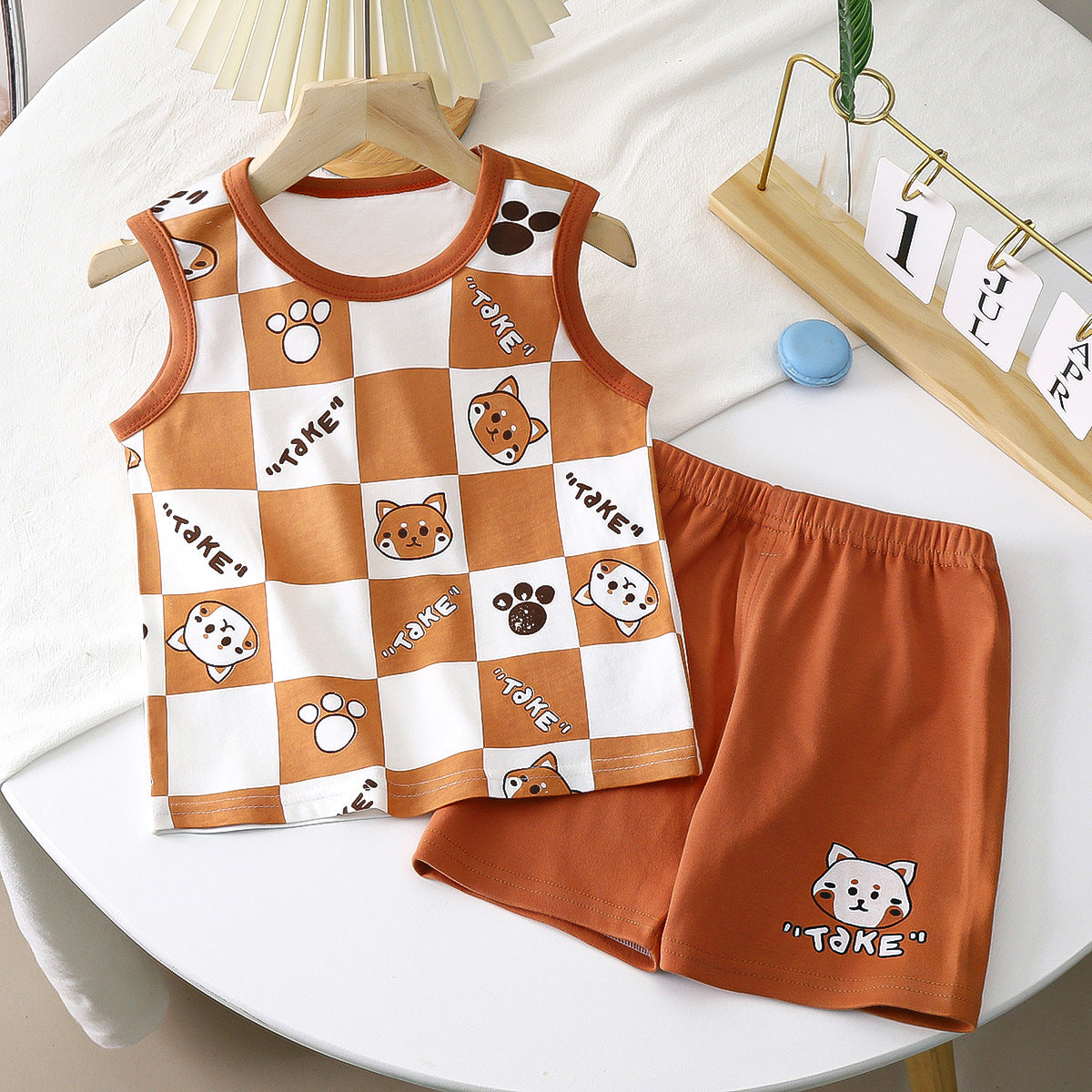 [351305] - Setelan Kaos Singlet Celana Pendek Anak Laki-Laki - Motif Foot Box