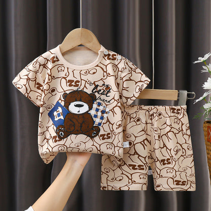 [351310] - Setelan Kaos Lengan Pendek Anak Laki-Laki - Motif Bear Pattern