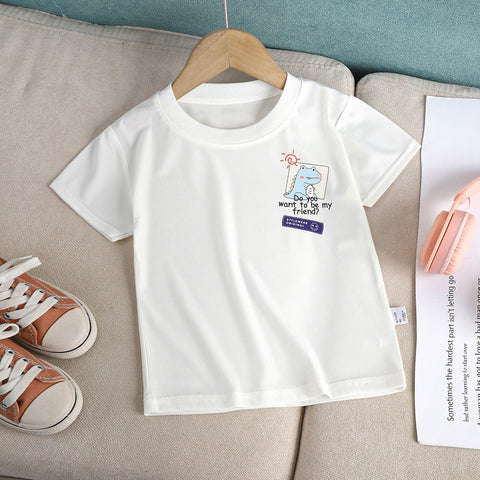 [351312] - Atasan Kaos Lengan Pendek Anak Laki-Laki - Motif Dinos Logo