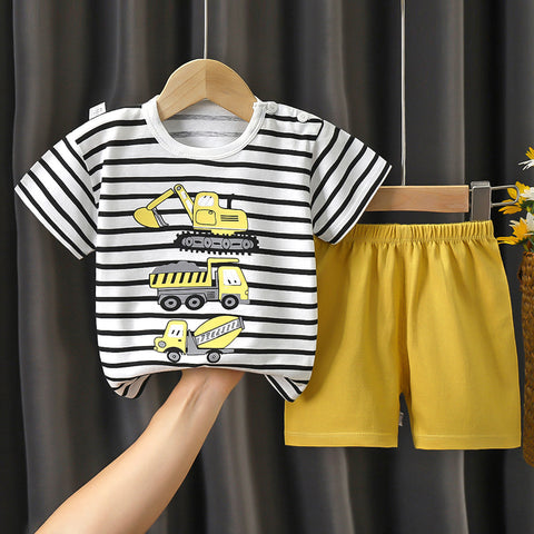 [351317] - Setelan Kaos Lengan Pendek Anak Laki-Laki - Motif Dredge Stripe