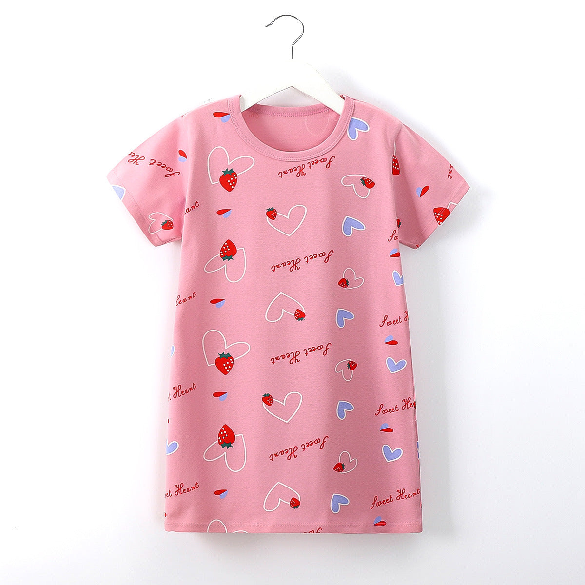 [351319] - Mini Daster Kaos Lengan Pendek Anak Perempuan - Motif Strawberry Heart