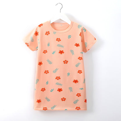 [351320] - Mini Daster Kaos Lengan Pendek Import Anak Perempuan - Motif Flower Petals