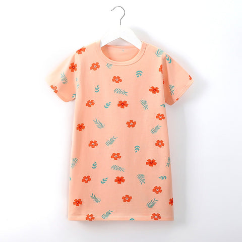 [351320] - Mini Daster Kaos Lengan Pendek Anak Perempuan - Motif Flower Petals