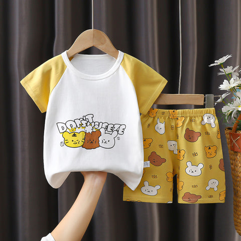 [351323] - Setelan Kaos Lengan Pendek Anak Cowok Cewek - Motif Three Beasts