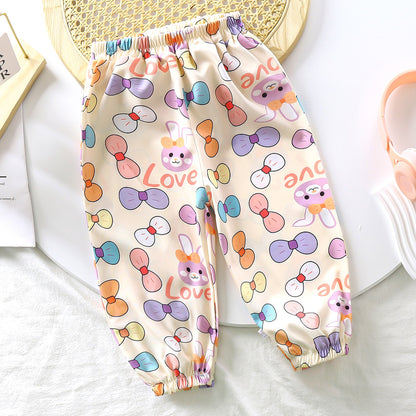 [351335] - Celana Panjang Jogger Tanpa Tali Import Anak Perempuan - Motif Ribbon Bunny
