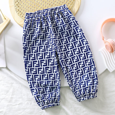 [351338] - Celana Panjang Jogger Tanpa Tali Anak Perempuan - Motif Luxury Logo