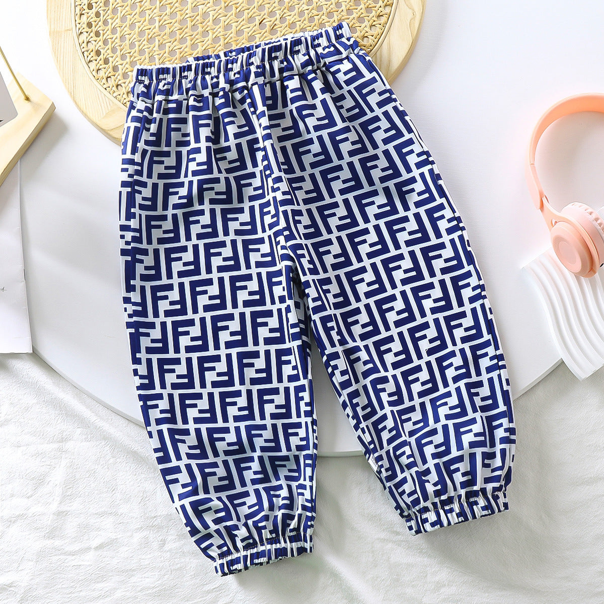 [351338] - Celana Panjang Jogger Tanpa Tali Anak Perempuan - Motif Luxury Logo