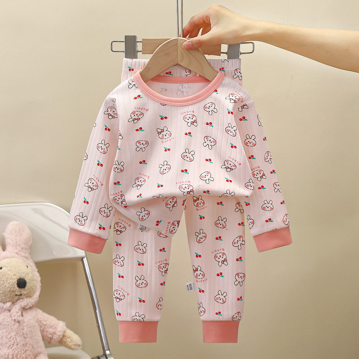 [351354] - Baju Tidur Setelan Piyama Import Anak Cewek - Motif Cherry Rabbit