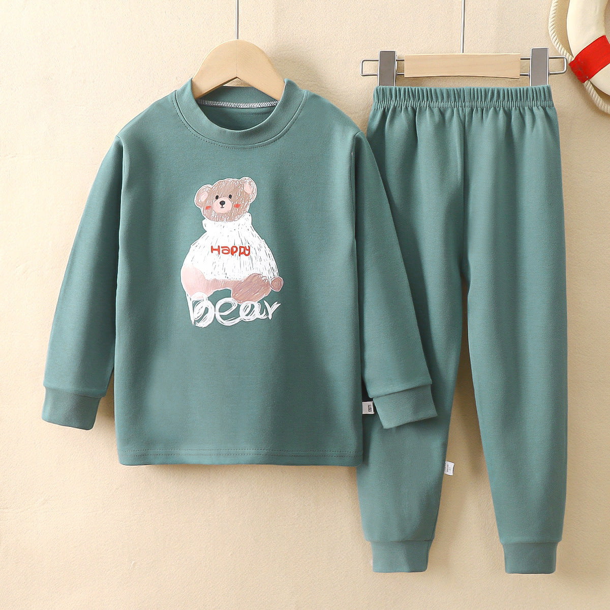 [351378] - Baju Tidur Polos Setelan Piyama Import Anak Cowok Cewek - Motif Bear Shirt