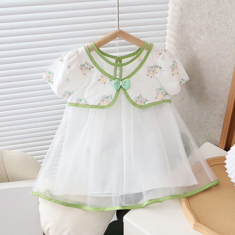 [352380] - Baju Mini Dress Lengan Pendek Anak Perempuan - Motif Ribbon Flower
