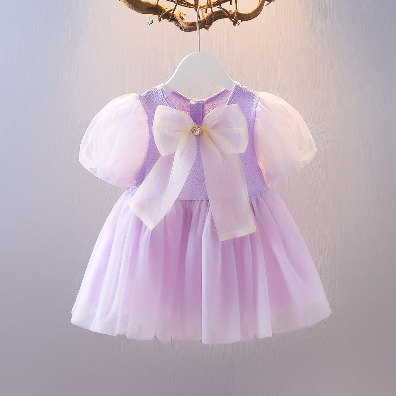 [352383] - Baju Mini Dress Lengan Balon Fashion Anak Perempuan - Motif Bubble Sleeves