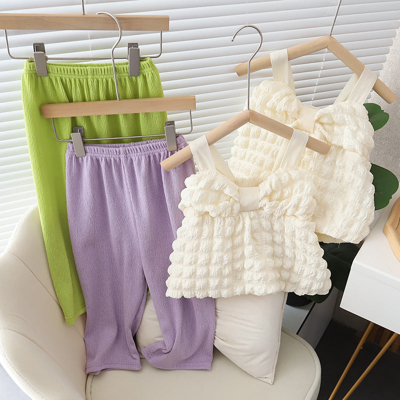 [352389] - Baju Setelan Bawahan Panjang Fashion Import Anak Perempuan - Motif Soft Pillow