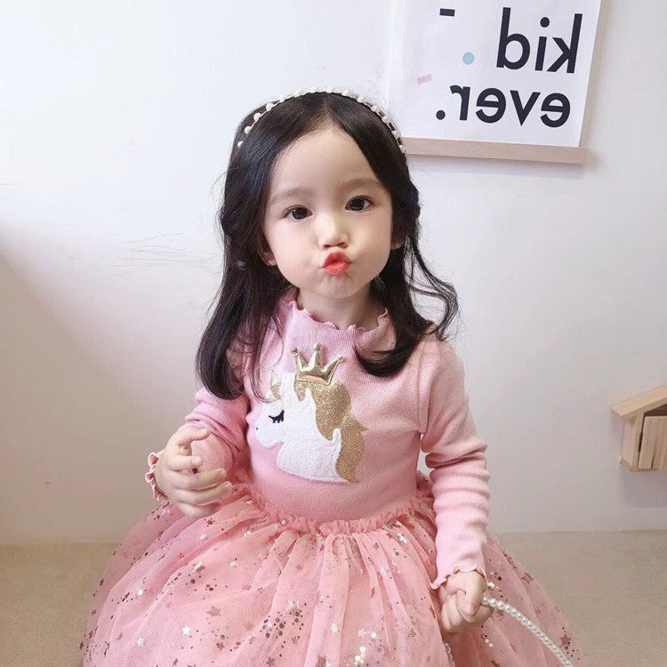 [363238] - Dress Fashion Trend Anak Perempuan - Motif 3D Unicorn Star
