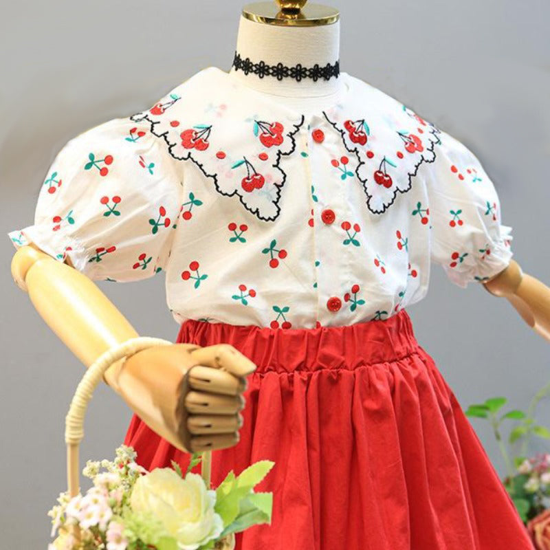 [363336] - Setelan Blouse Fashion Trend Anak Perempuan - Motif Cherry Fruit