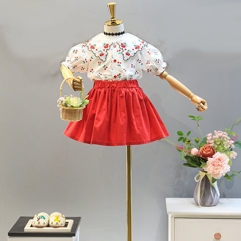 [363336] - Setelan Blouse Fashion Trend Anak Perempuan - Motif Cherry Fruit