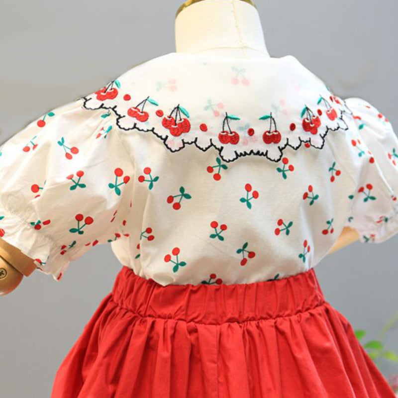 [363336] - Setelan Blouse Fashion Trend Anak Perempuan - Motif Cherry Fruit