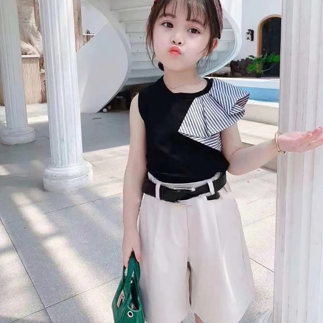 [363369] - Setelan Kaos Fashion Anak Perempuan Import - Motif Tassel Sleeve