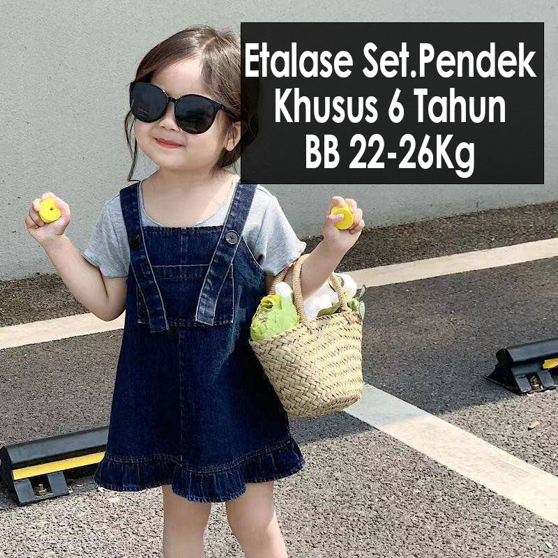 CLEARANCE SALE [Setelan Pendek] 6 Tahun BB 22-26Kg One Set Anak Cewek Perempuan DLL
