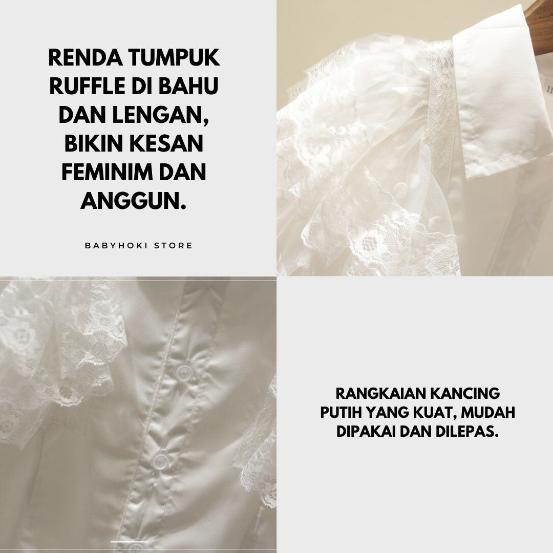 [363605] - Setelan Blouse Celana Panjang Jeans Cutbray Anak Perempuan - Motif Shoulder Lace - BABYHOKI STORE