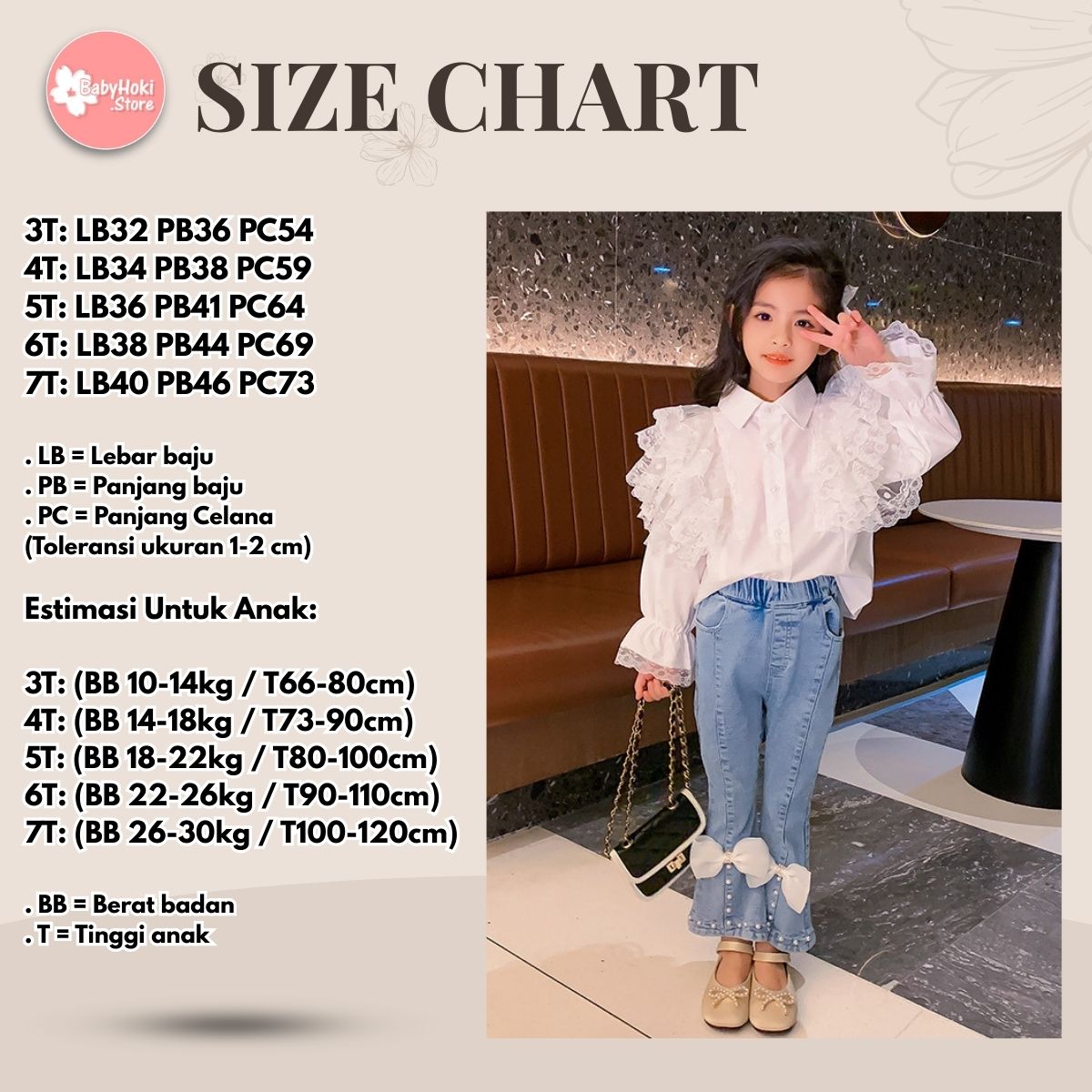 [363605] - Setelan Blouse Celana Panjang Jeans Cutbray Anak Perempuan - Motif Shoulder Lace - BABYHOKI STORE