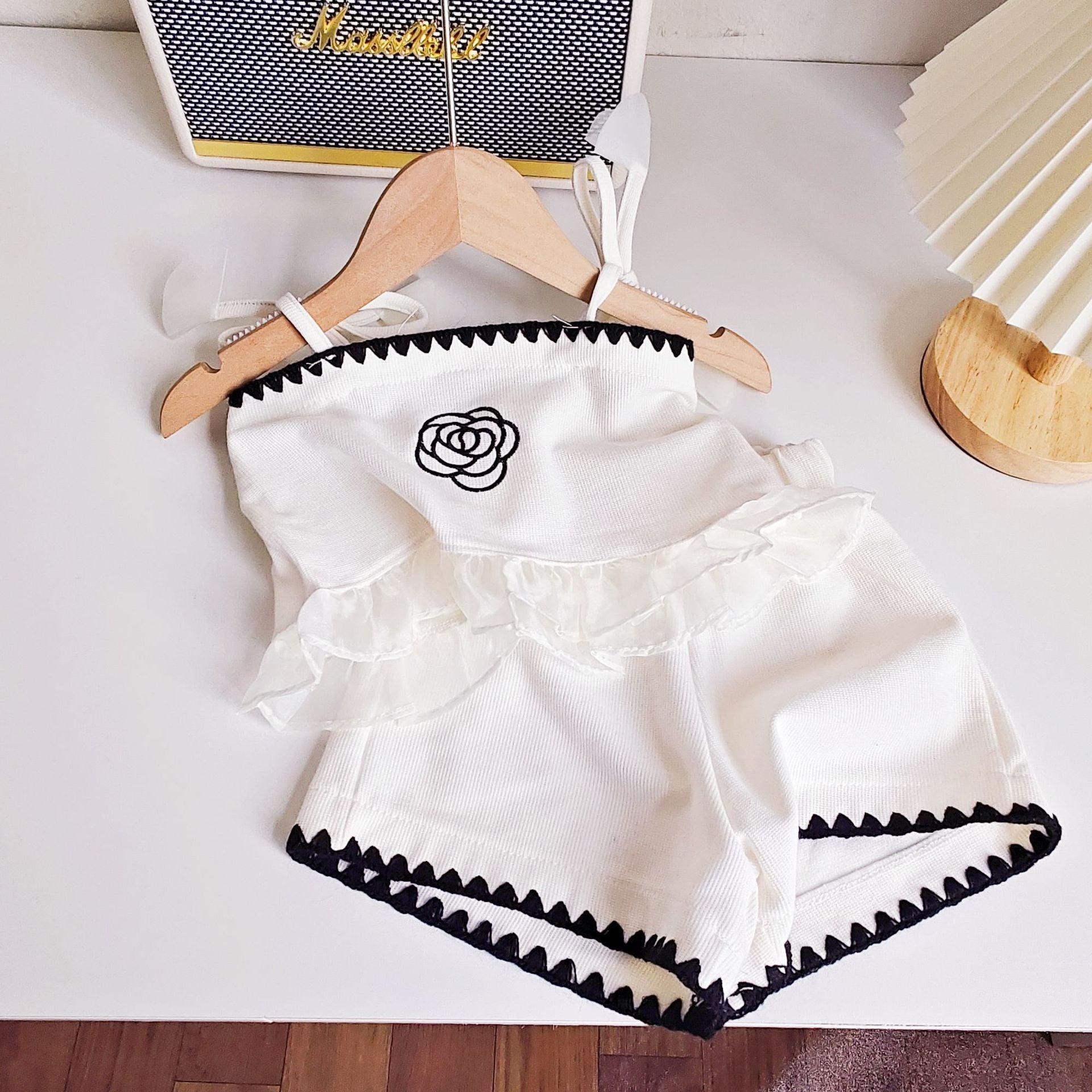 BABYHOKI STORE Usia 7 8 9 10 Tahun Baju Anak Tanggung Cewek [363614] - Setelan Crop Top Bawahan Pendek Anak Perempuan - Motif Flower Shape