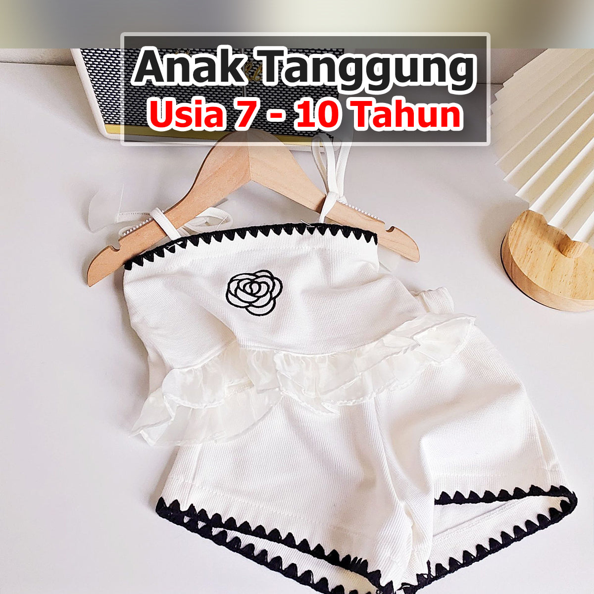 BABYHOKI STORE Usia 7 8 9 10 Tahun Baju Anak Tanggung Cewek [363614] - Setelan Crop Top Bawahan Pendek Anak Perempuan - Motif Flower Shape