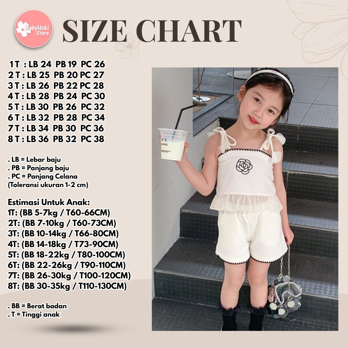 [363614] - Setelan Crop Top Bawahan Pendek Anak Perempuan - Motif Flower Shape