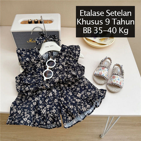 CLEARANCE SALE [Setelan] 9 Tahun BB 35-40kg One Set Pendek Anak Perempuan - SETSP363
