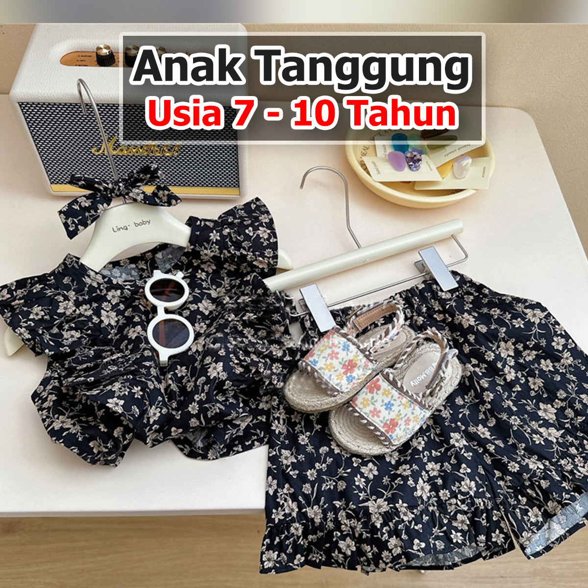 BABYHOKI STORE Usia 7 8 9 10 Tahun Baju Anak Tanggung Cewek [363616] - Setelan Blouse Kutung Anak Perempuan - Motif Deep Flower