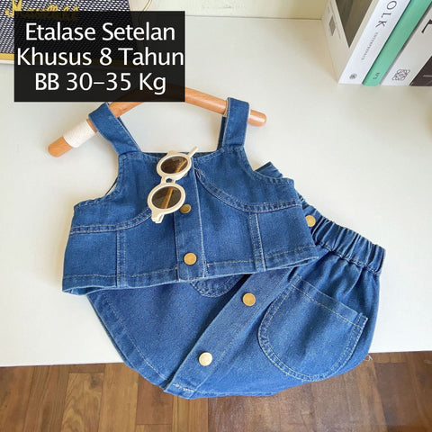 CLEARANCE SALE [Setelan] 8 Tahun BB 30-35kg One Set Pendek Anak Perempuan - SETSP363