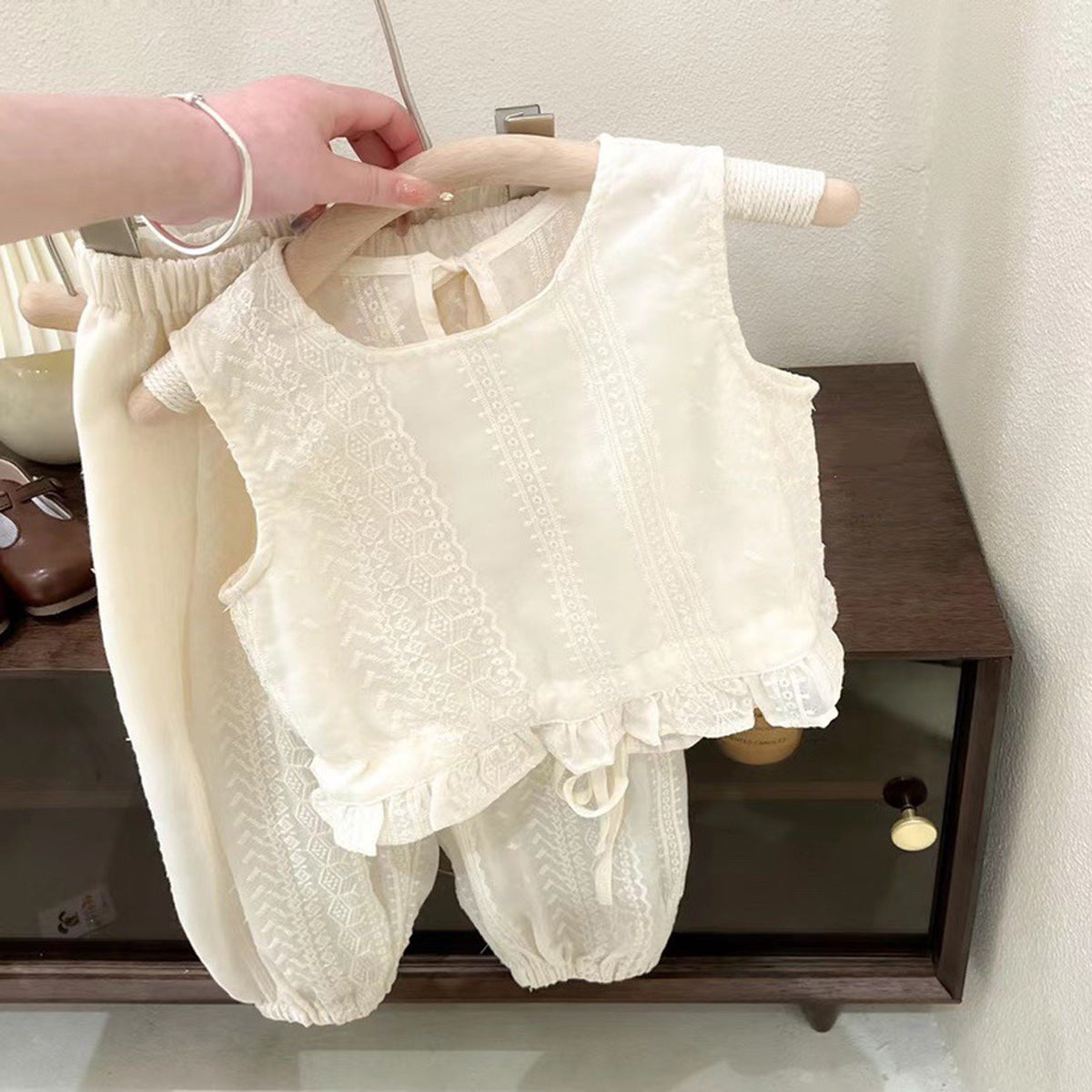 [363621] - Baju Setelan Atasan Kutung Bawahan Panjang Fashion Anak Perempuan - Motif Plain Knitted