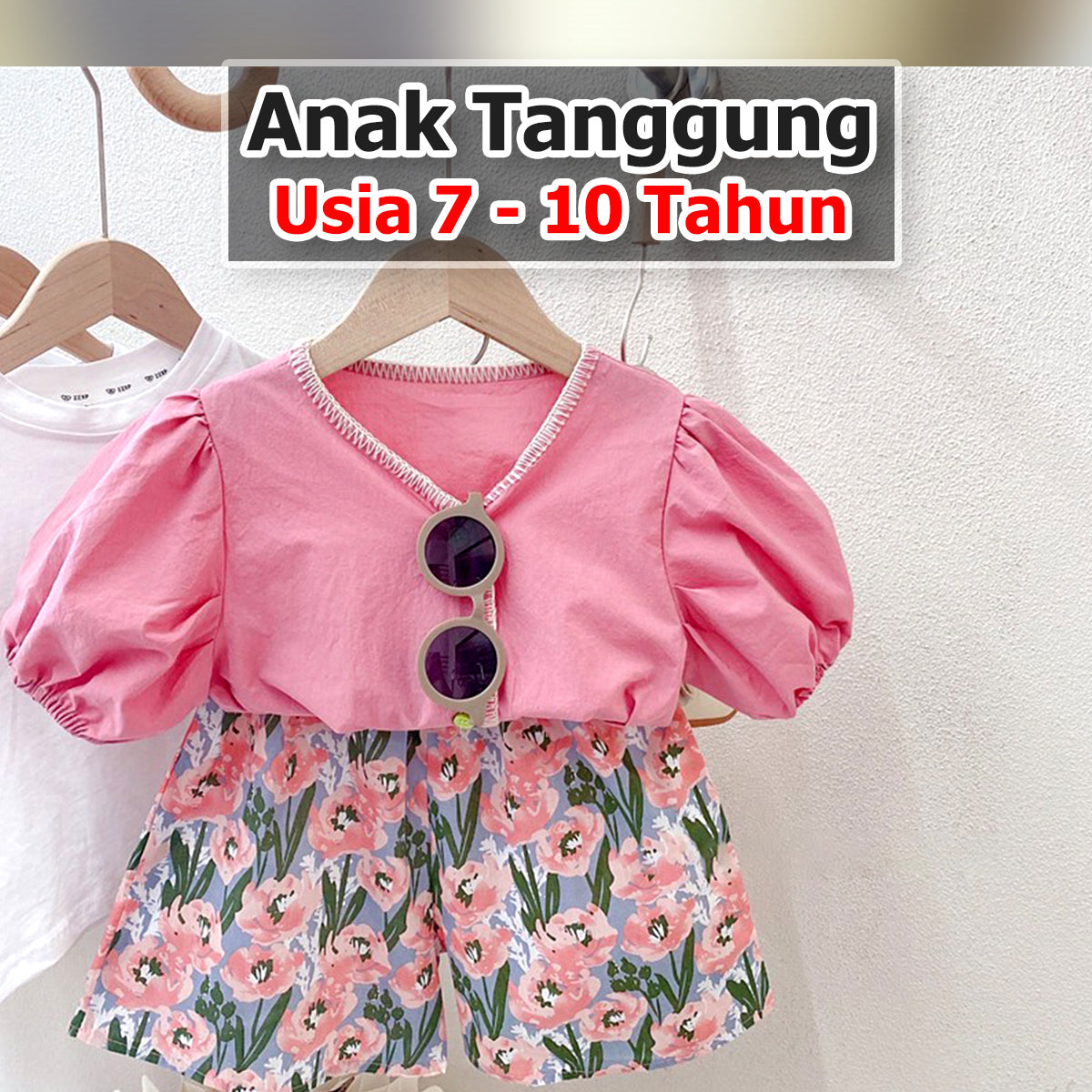 BABYHOKI STORE Usia 7 8 9 10 Tahun Baju Anak Tanggung Cewek [363638] - Setelan Blouse Lengan Balon Anak Perempuan - Motif Pretty Flower
