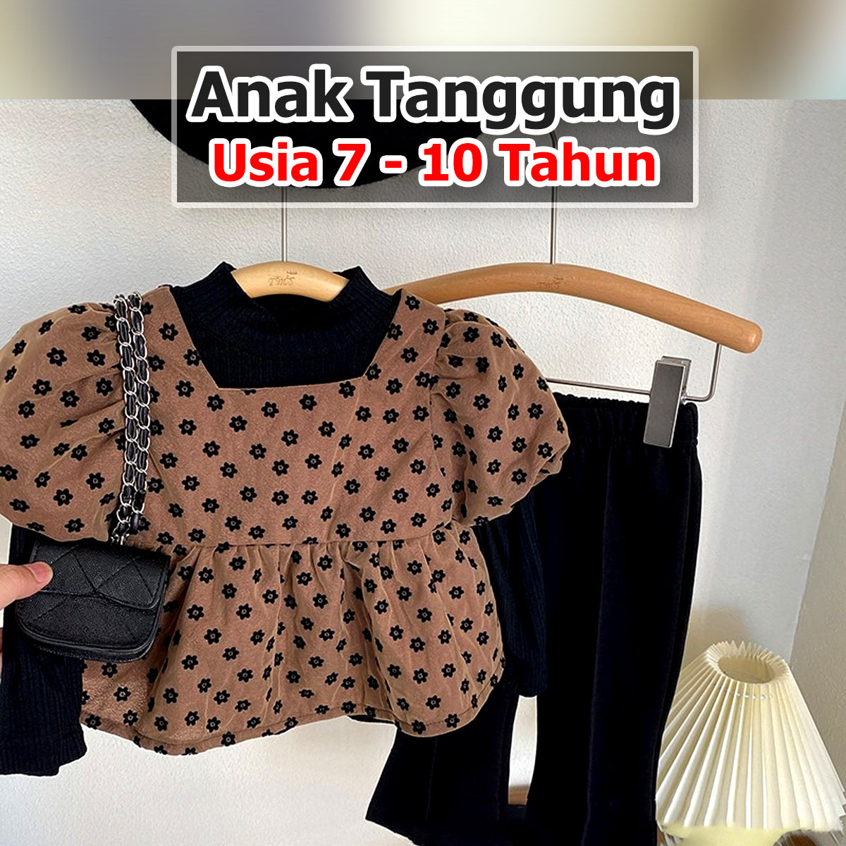 BABYHOKI STORE Usia 7 8 9 10 Tahun Baju Anak Tanggung Cewek [363646] - Baju Setelan Blouse Celana Cutbray Fashion Anak Perempuan - Motif Shadow Flower