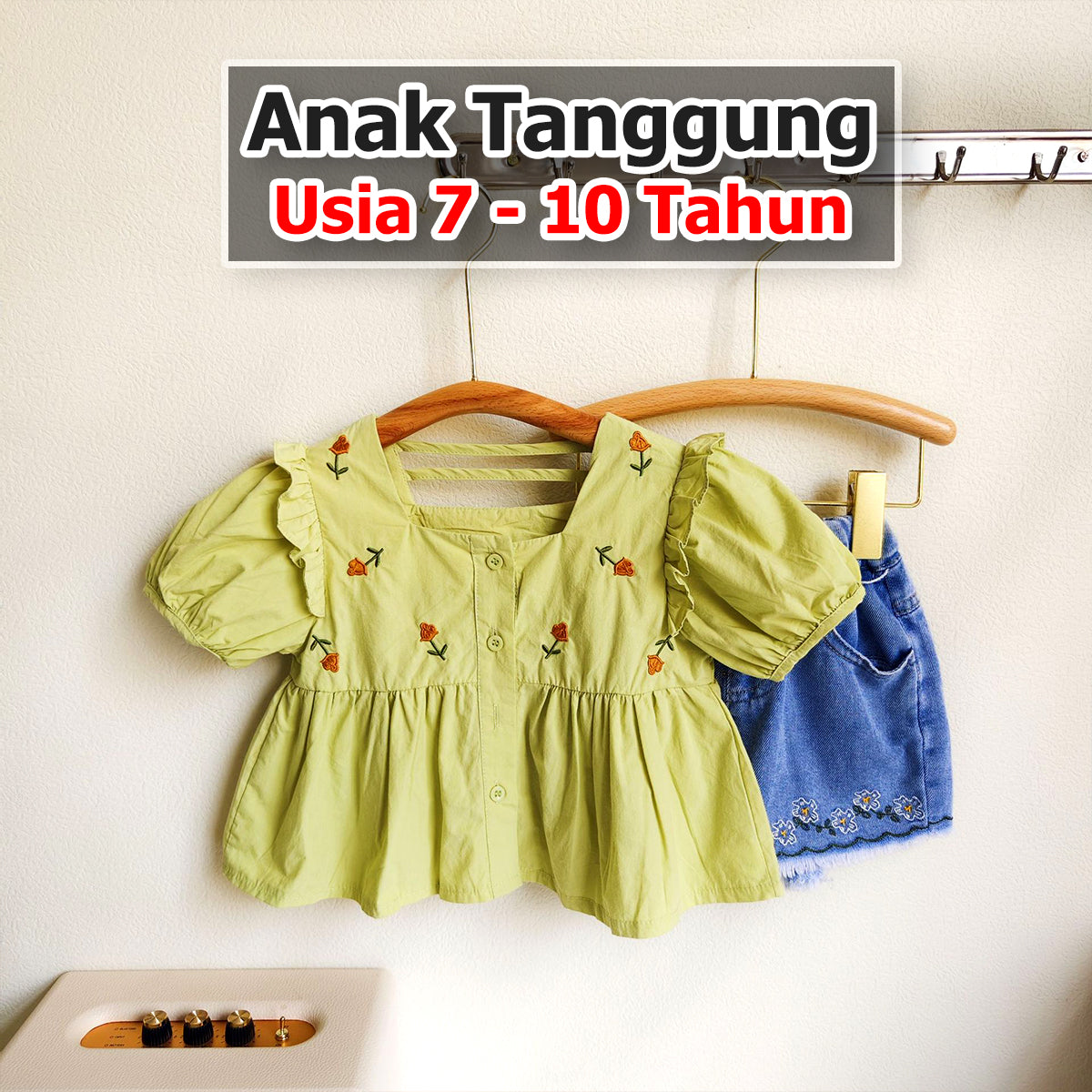 BABYHOKI STORE Usia 7 8 9 10 Tahun Baju Anak Tanggung Cewek [363652] - Setelan Atasan Lengan Pendek Celana Pendek Anak Perempuan - Motif Little Flower