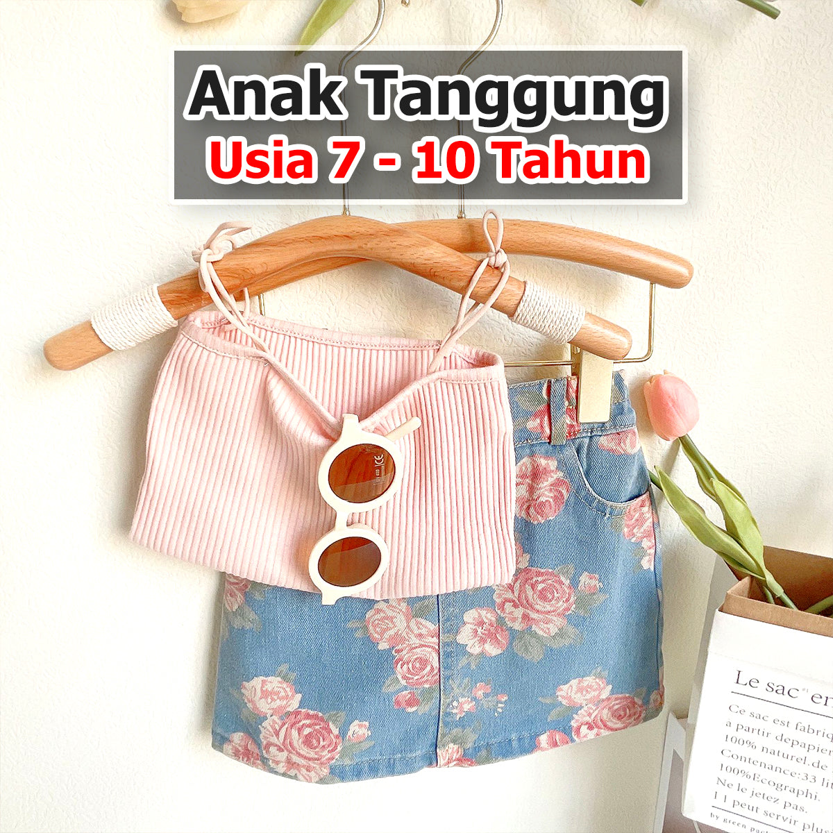 BABYHOKI STORE Usia 7 8 9 10 Tahun Baju Anak Tanggung Cewek [363657] - Setelan Crop Top Bawahan Rok Pendek Anak Perempuan - Motif Bottom Flower