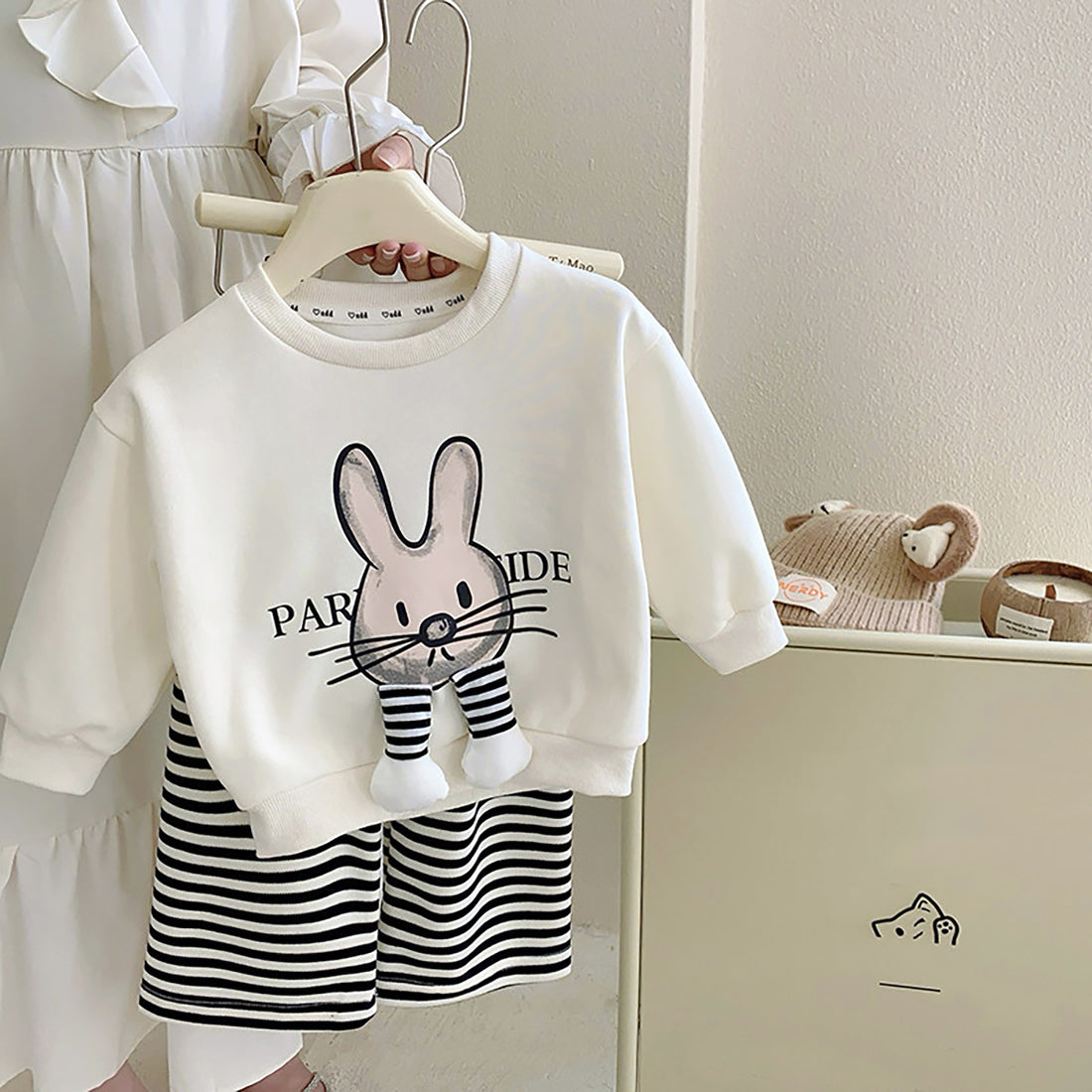 [363659] - Setelan Baju 3D Sweater Celana Jogger Kulot Anak Perempuan Fashion - Motif Rabbit Face