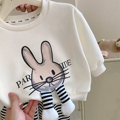 [363659] - Setelan Baju 3D Sweater Celana Jogger Kulot Anak Perempuan Fashion - Motif Rabbit Face
