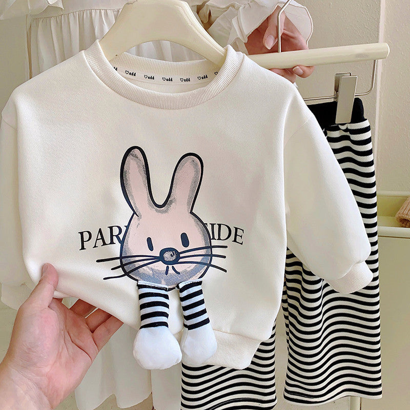 [363659] - Setelan Baju 3D Sweater Celana Jogger Kulot Anak Perempuan Fashion - Motif Rabbit Face