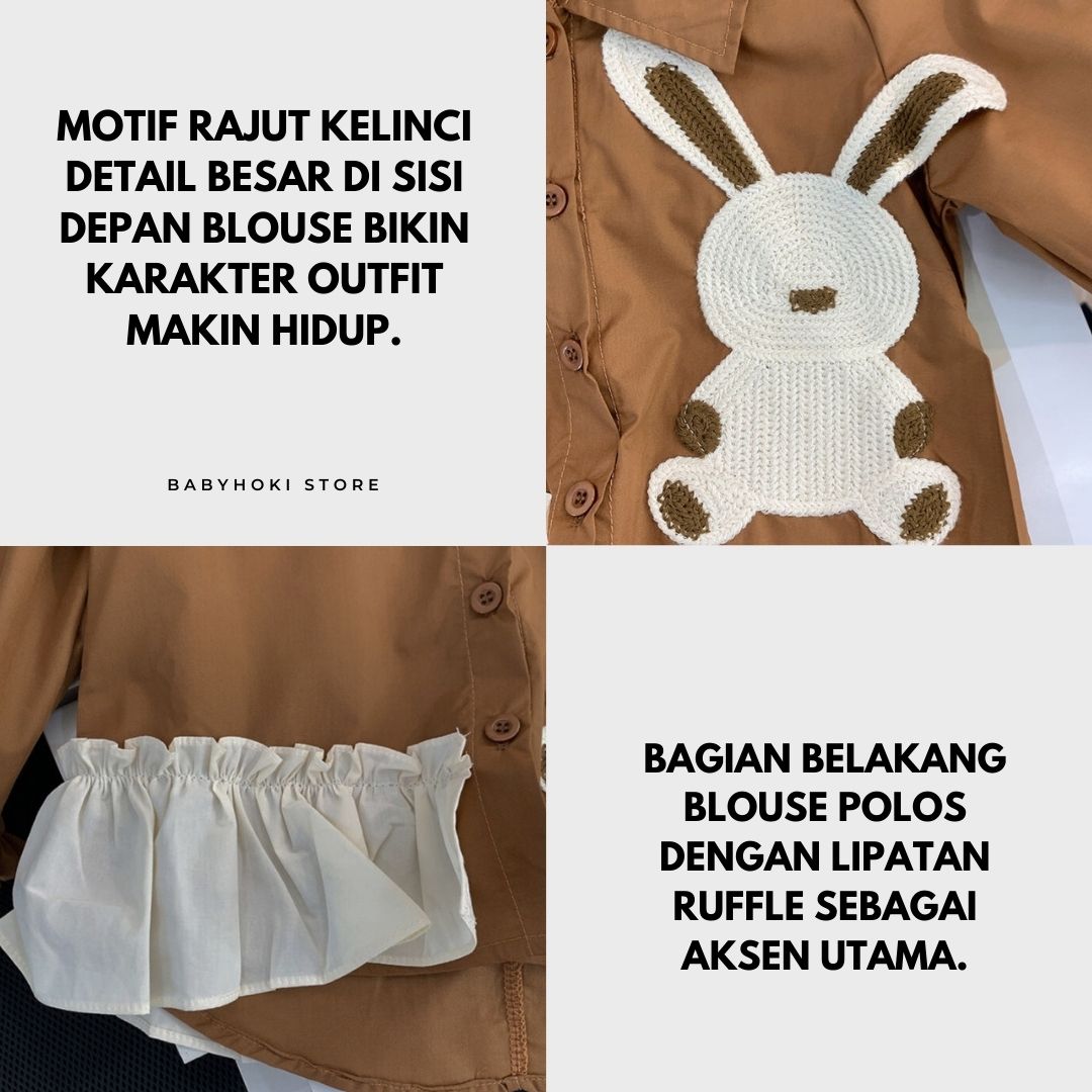 [363663] - Setelan Baju Blouse Celana Panjang Cutbray Fashion Anak Perempuan - Motif Lace Rabbit - BABYHOKI STORE