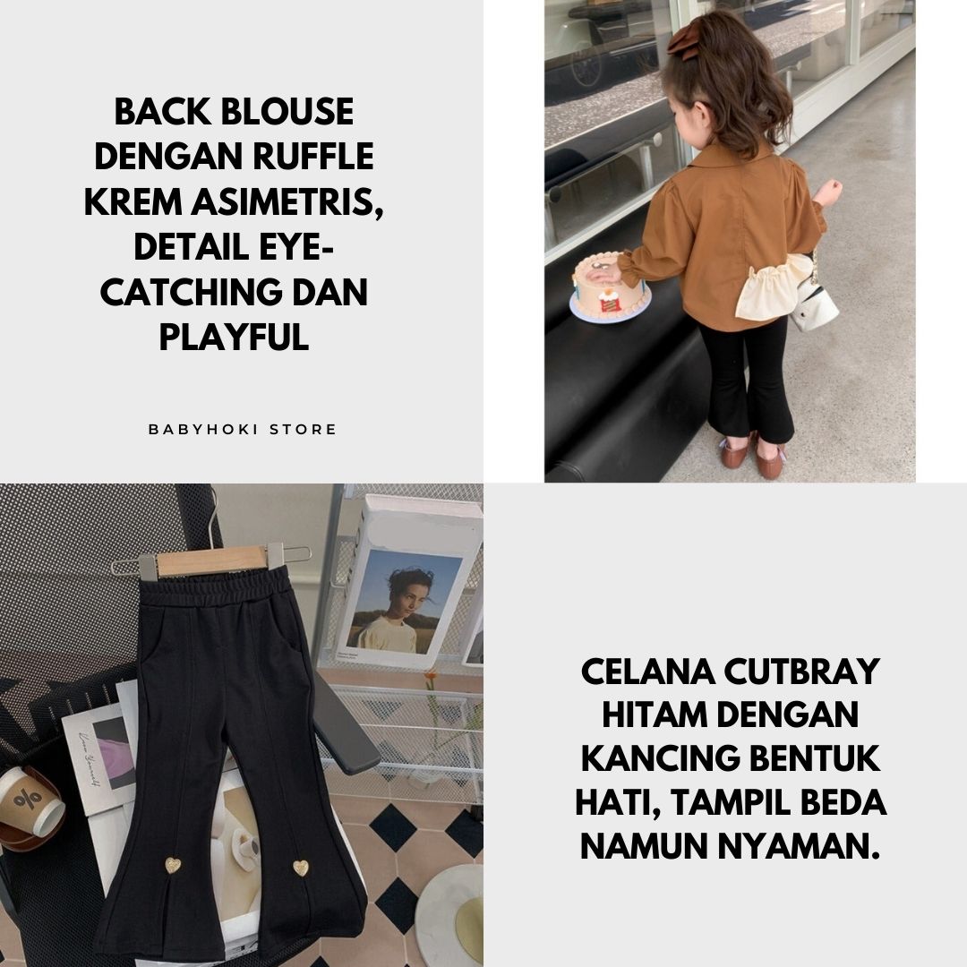 [363663] - Setelan Baju Blouse Celana Panjang Cutbray Fashion Anak Perempuan - Motif Lace Rabbit - BABYHOKI STORE