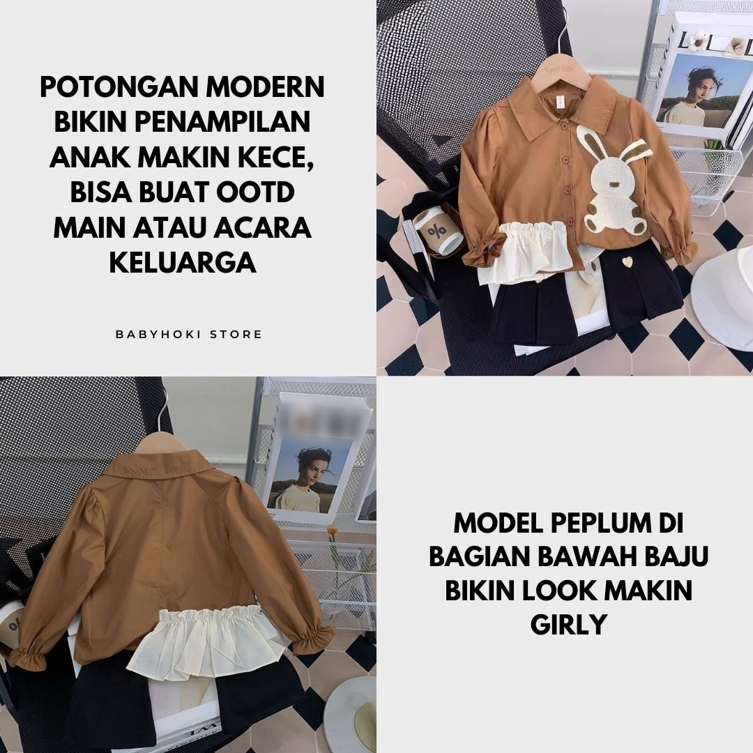 [363663] - Setelan Baju Blouse Celana Panjang Cutbray Fashion Anak Perempuan - Motif Lace Rabbit - BABYHOKI STORE