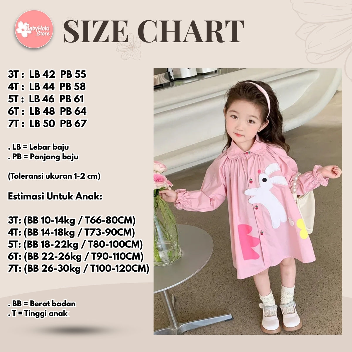 [363666] - Baju Dress Kemeja Tunik Lengan Panjang Anak Perempuan Fashion - Motif Cute Rabbit