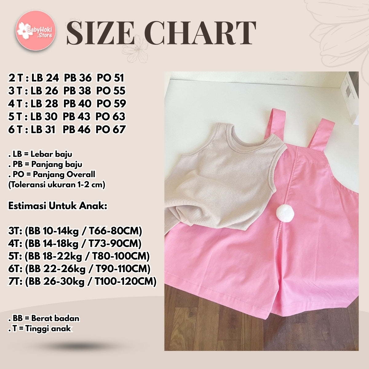 [363667] - Baju Setelan Kaos Kutung Overall Chino Fashion Anak Perempuan - Motif Rear Pom