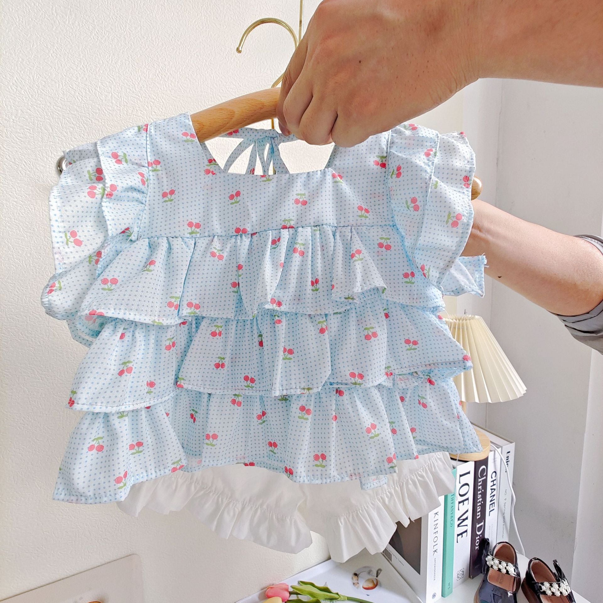 BABYHOKI STORE Usia 7 8 9 10 Tahun Baju Anak Tanggung Cewek [363669] - Baju Setelan Blouse Kutung Celana Pendek Fashion Anak Perempuan - Motif Little Cherry