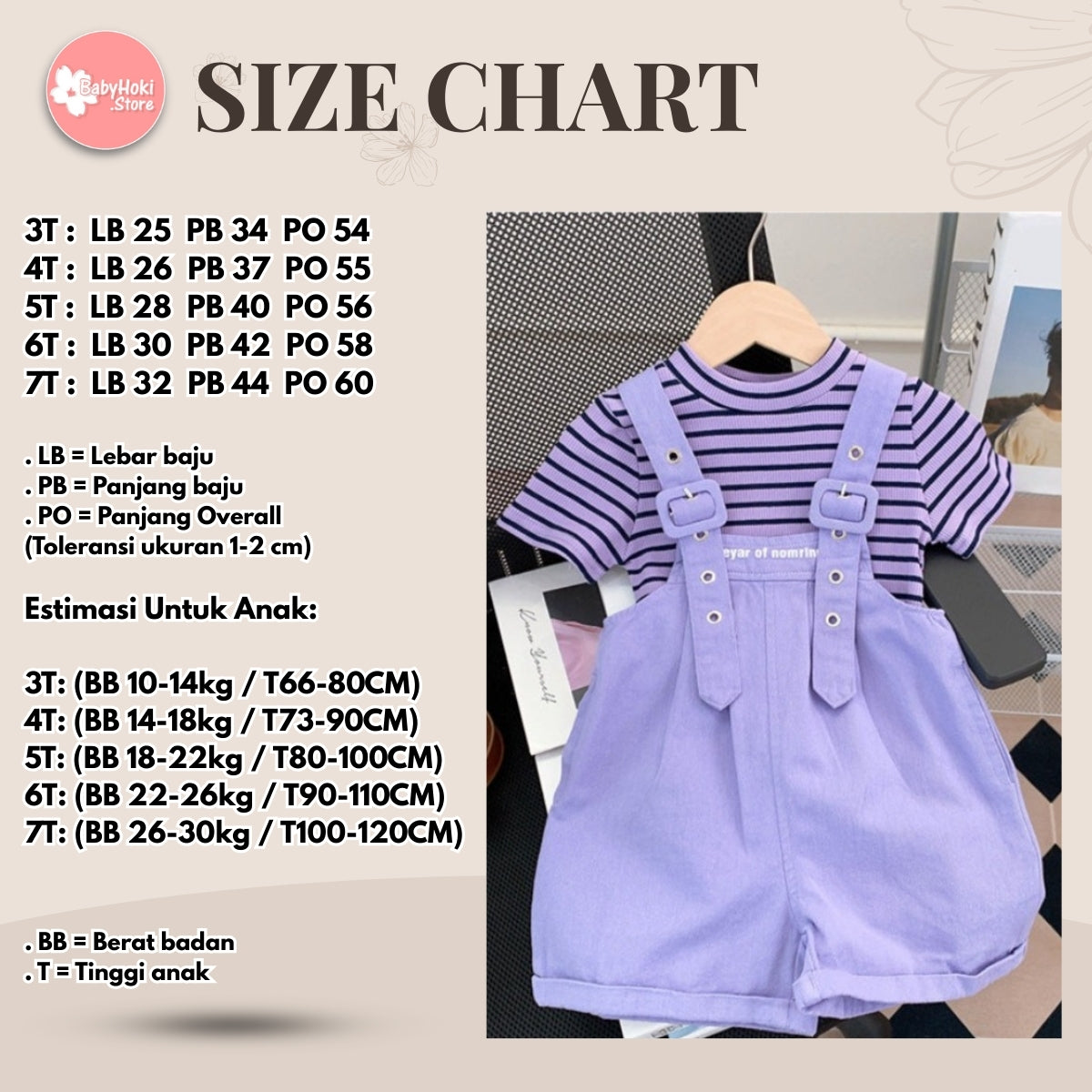 [363677] - Oneset 2IN1 Anak Cewek Baju Setelan Kaos Overall Chino Fashion Anak Perempuan - Motif Plain Striped - BABYHOKI STORE