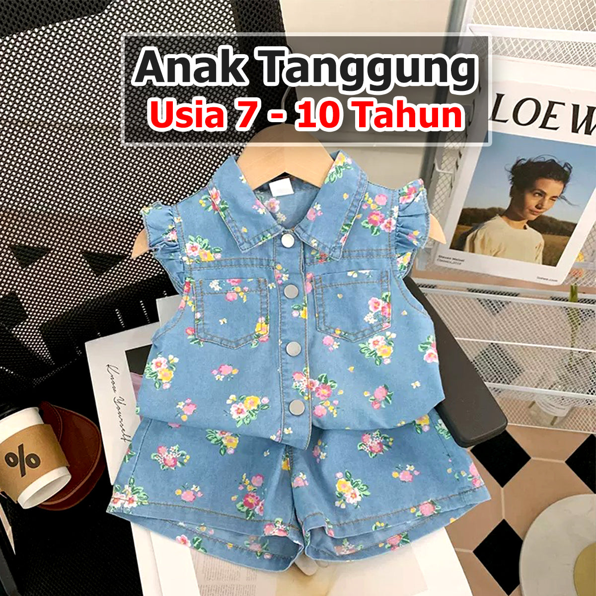 BABYHOKI STORE Usia 7 8 9 10 Tahun Baju Anak Tanggung Cewek [363681] - Baju Setelan Blouse Kutung Celana Pendek Fashion Anak Perempuan - Motif Color Flowers