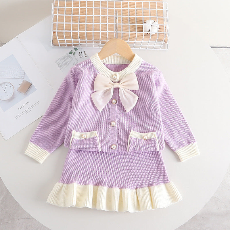 [363691] - Setelan Baju Kancing Bawahan Rok Fashion Anak Cewek - Motif Neat Casual