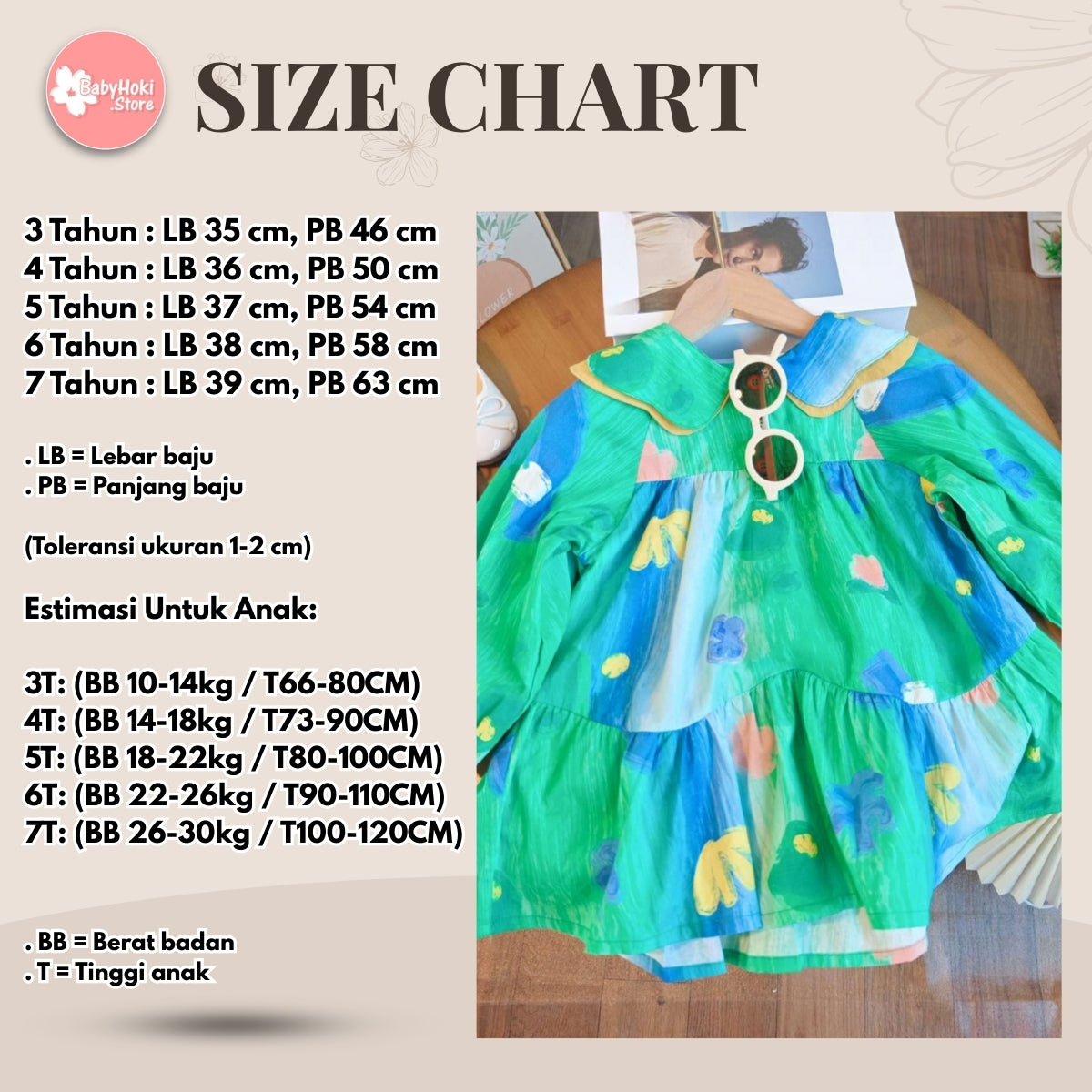 [363693] - Baju Dress Lengan Balon Fashion Anak Perempuan - Motif Flower Painting