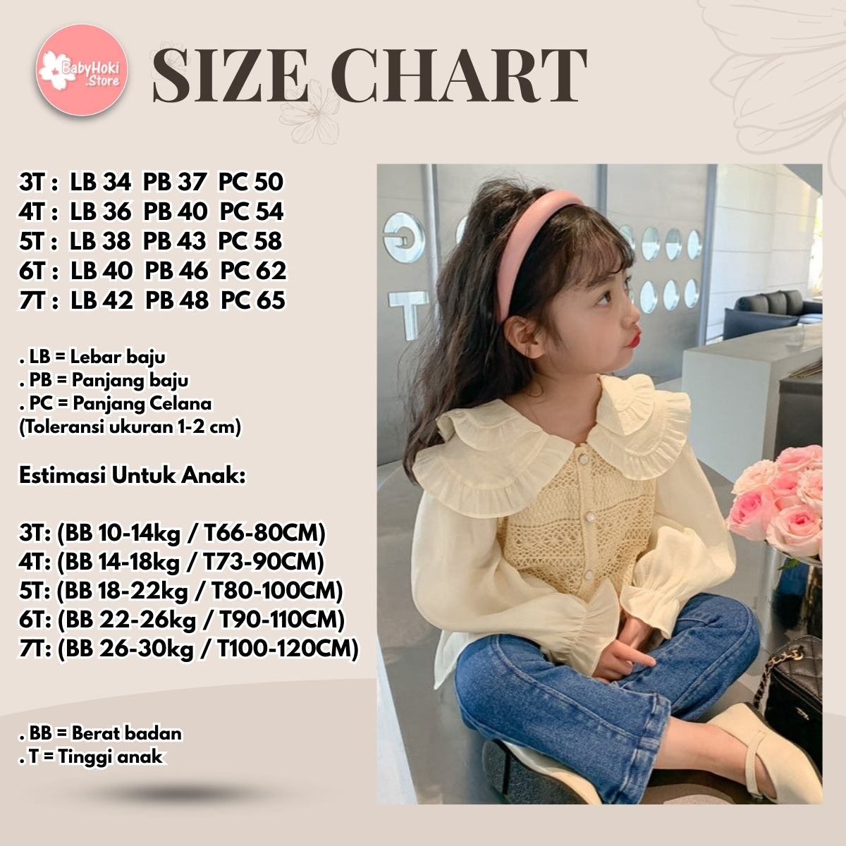 [363697] - Setelan Baju Blouse Rajut Lace Celana Jeans Panjang Fashion Anak Perempuan - Motif Lace Knit