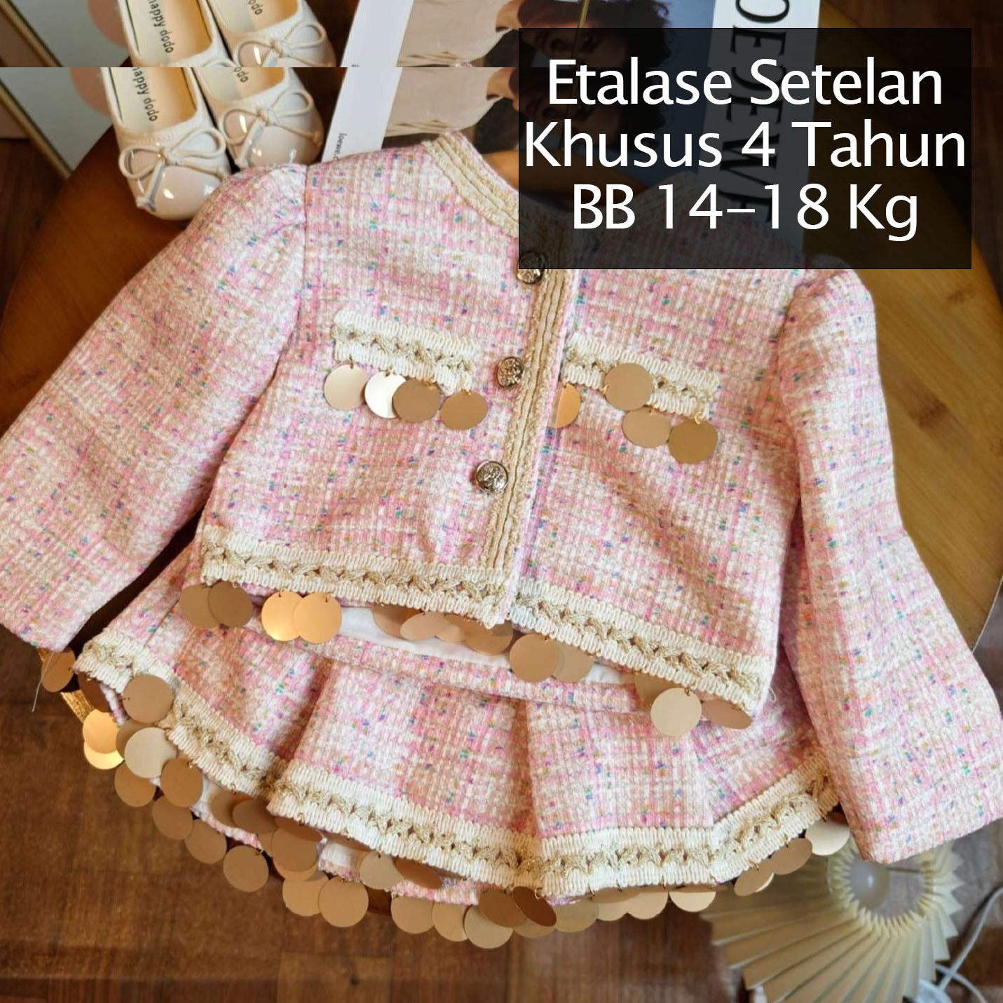 CLEARANCE SALE [Setelan] 4 Tahun BB 14-18kg One Set Pendek Anak Perempuan - SETSP363